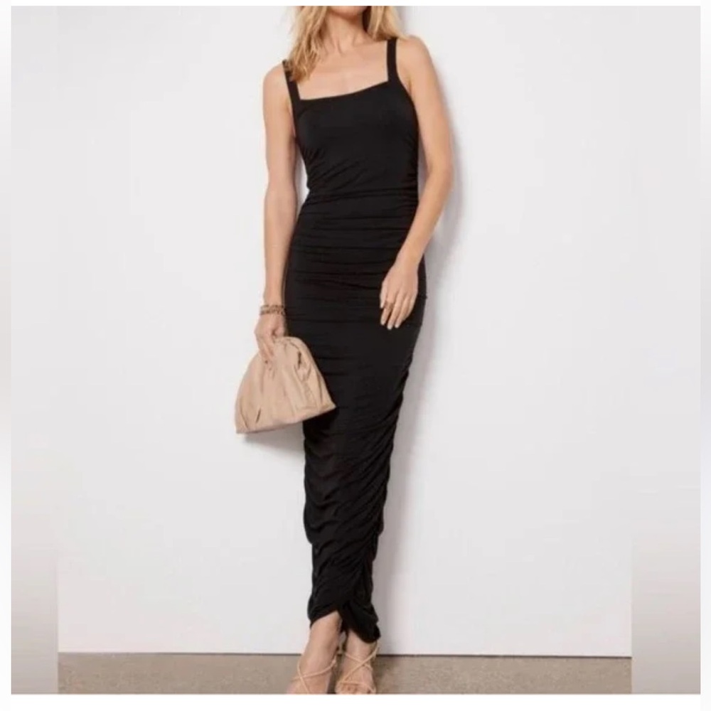 Good American Black Ruched Maxi Dress Size 3 (Size Large) - Picture 1 of 11